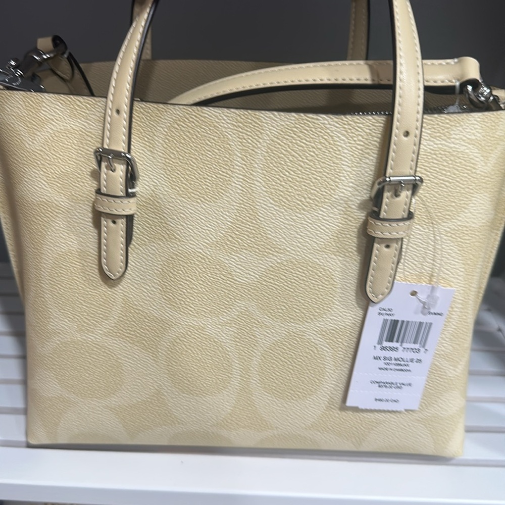 NWT! COACH Mollie Tote Bag 25 In Signature Canvas - Picture 10 of 11